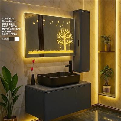 روشویی کابینتی pvc  دیواری لاریس زغالی