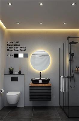 روشویی کابینتی pvc دیواری لیونا مشکی 60